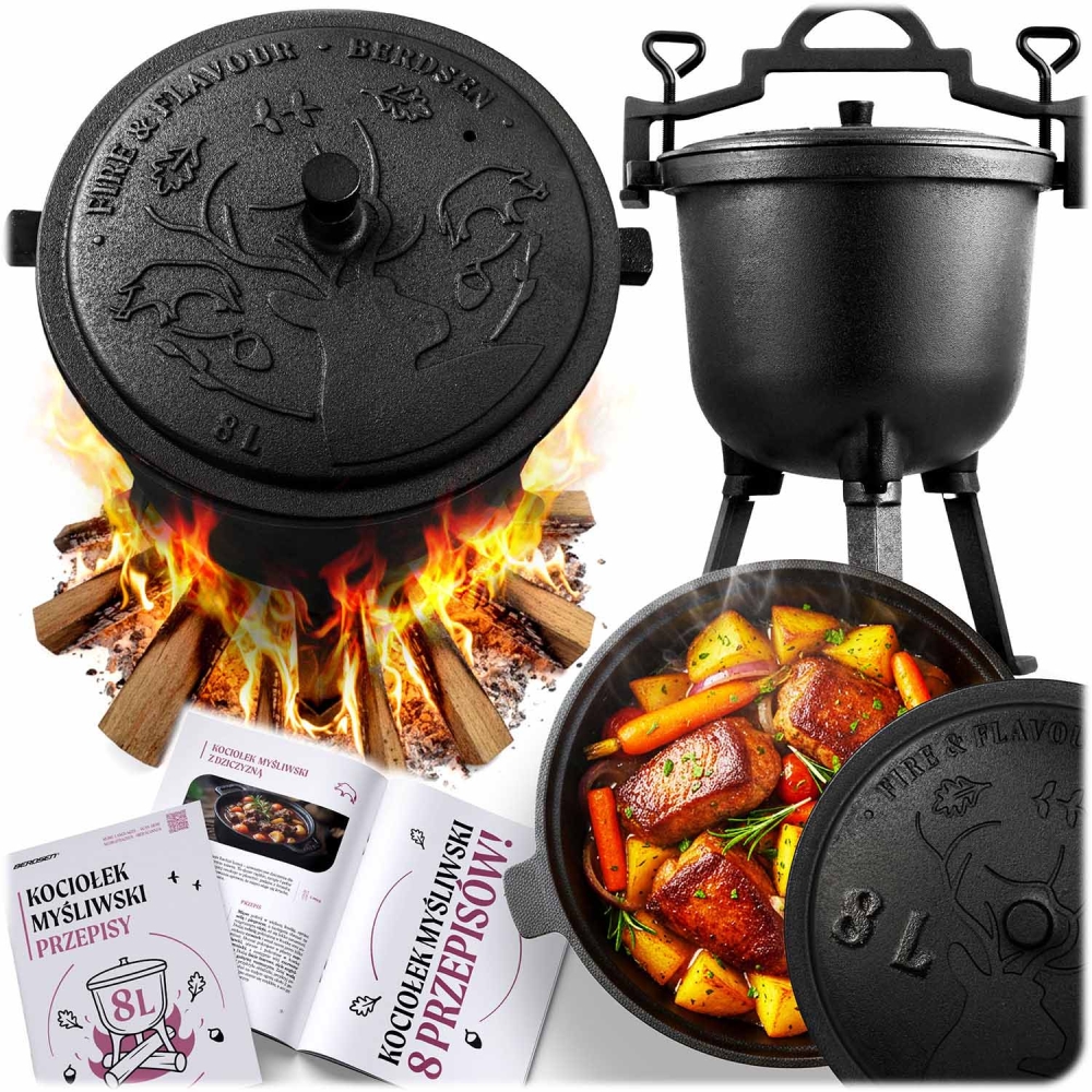 Ketaus puodas 8 l, kepsnių puodas ant laužo, grilis BD-482 348200-Namai, laisvalaikis, turizmas, Kepsninės, laužavietės-e-vaikas