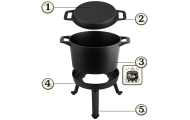 Kociołek żeliwny demontowany 8l garnek + patelnia grill BD-480 348000