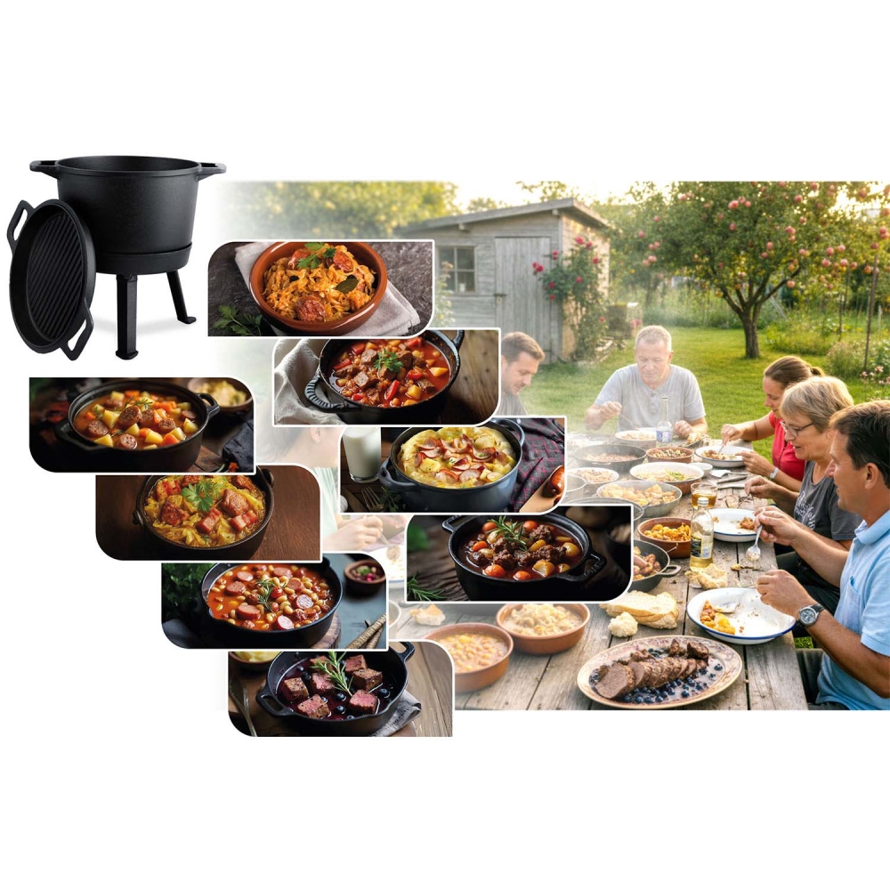 Išardomas ketaus puodas, 8 l puodas + keptuvė-grilis BD-480 348000-Namai, laisvalaikis, turizmas, Kepsninės, laužavietės-e-vaika