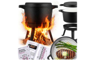Kociołek żeliwny emaliowany garnek 8l stojący + patelnia grill BD-480 348010
