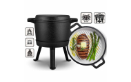 Kociołek żeliwny emaliowany garnek 8l stojący + patelnia grill BD-480 348010