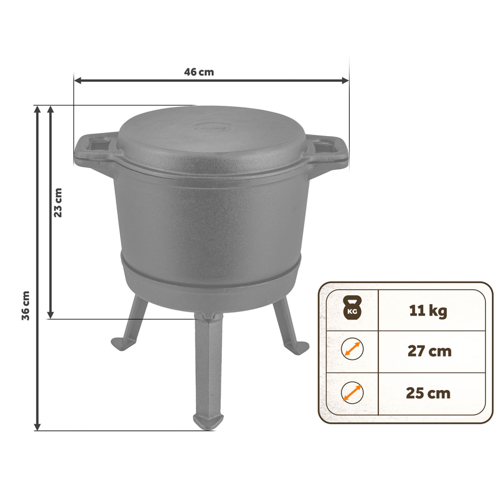 Emaliuotas ketaus puodas su kojele 8 l talpos + keptuvė-grilis BD-480 348010-Namai, laisvalaikis, turizmas, Kepsninės, laužaviet