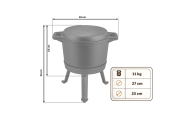 Kociołek żeliwny emaliowany garnek 8l stojący + patelnia grill BD-480 348010