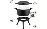 Kociołek żeliwny emaliowany garnek 8l stojący + patelnia grill BD-480 348010