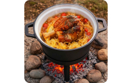 Kociołek żeliwny emaliowany garnek 8l stojący + patelnia grill BD-480 348010