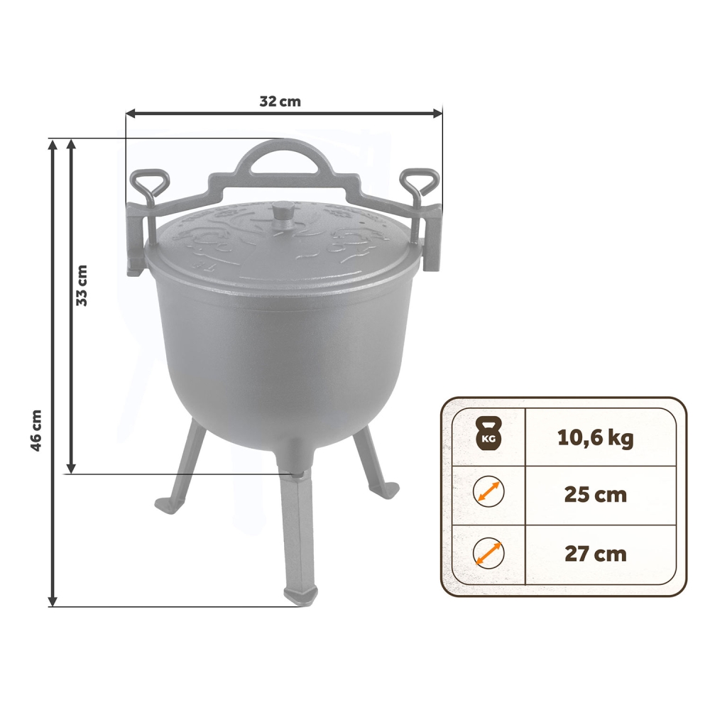 Emaliuotas ketaus puodas 8 l talpos, skirtas laužui ir kepimui ant grotelių BD-481 348100-Namai, laisvalaikis, turizmas, Kepsnin