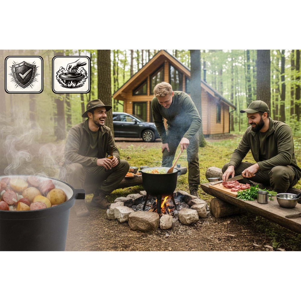 Emaliuotas ketaus puodas 8 l talpos, skirtas laužui ir kepimui ant grotelių BD-481 348100-Namai, laisvalaikis, turizmas, Kepsnin