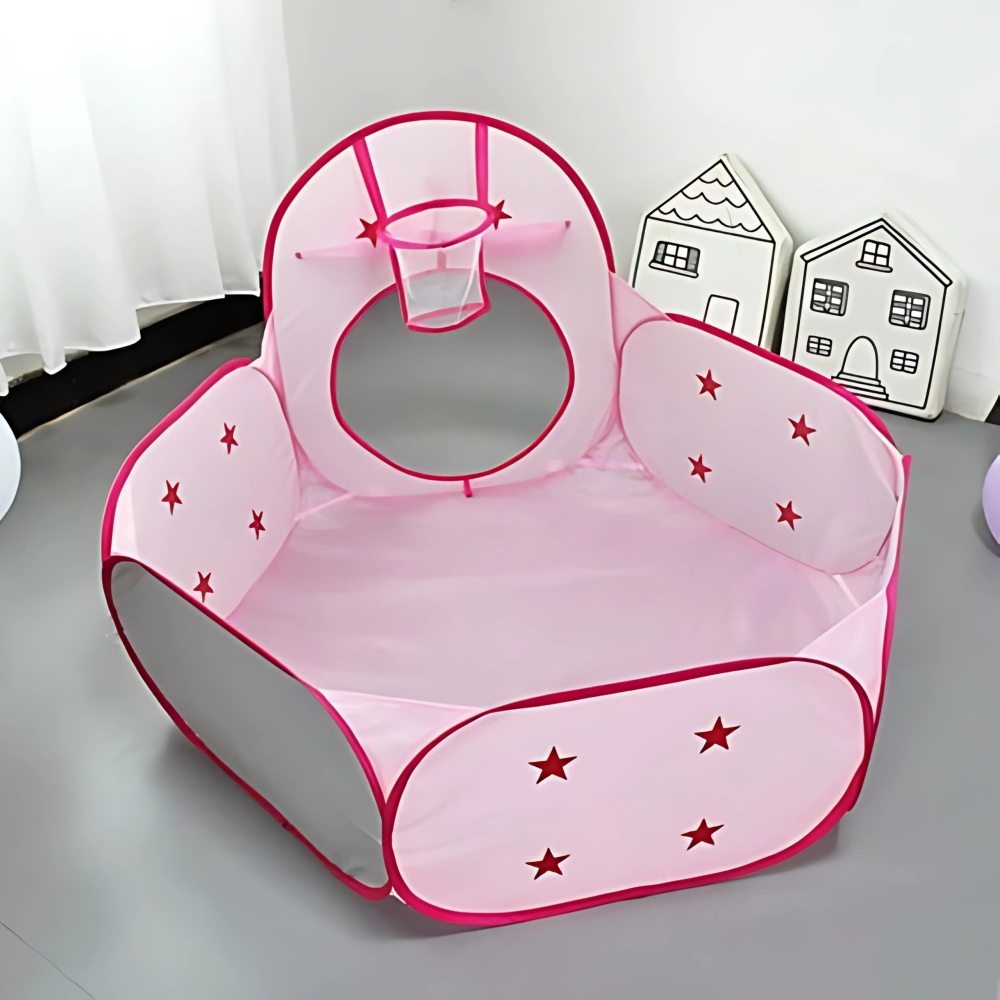 Palapinė WOOPIE 3-in-1 XXL Princesės rūmai namelis-tunelis-sausasis baseinas-Žaislai, Vaikiškos palapinės-e-vaikas