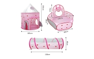 Palapinė WOOPIE 3-in-1 XXL Princesės rūmai namelis-tunelis-sausasis baseinas-Žaislai, Vaikiškos palapinės-e-vaikas