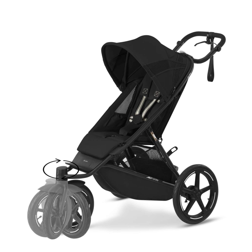 Sportinis vežimėlis Cybex Avi Spin BLK, Moon Black-Vaikiški vežimėliai, Vežimėliai bėgimui-e-vaikas