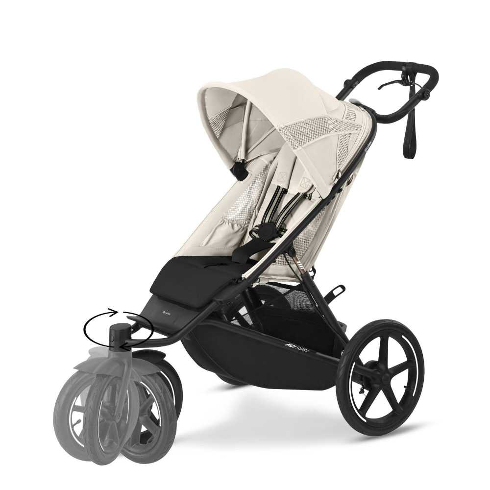 Sportinis vežimėlis Cybex Avi Spin BLK, Seashell Beige-Vaikiški vežimėliai, Vežimėliai bėgimui-e-vaikas