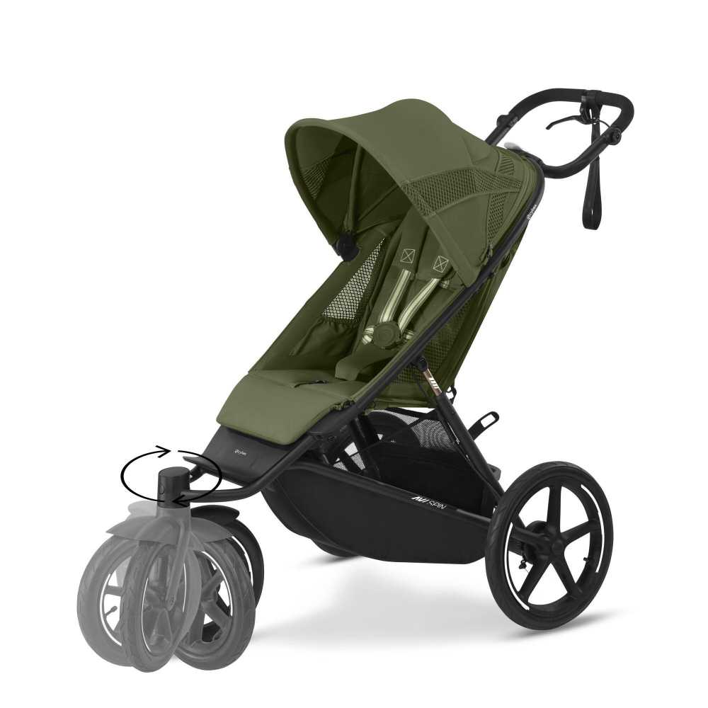 Sportinis vežimėlis Cybex Avi Spin BLK, Moss Green-Vaikiški vežimėliai, Vežimėliai bėgimui-e-vaikas