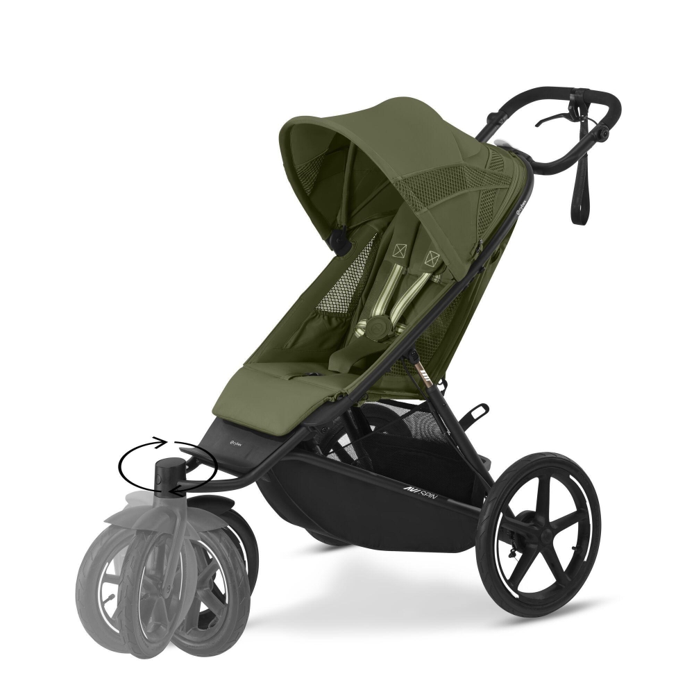 Sportinis vežimėlis Cybex Avi Spin BLK, Moss Green-Vaikiški vežimėliai, Vežimėliai bėgimui-e-vaikas