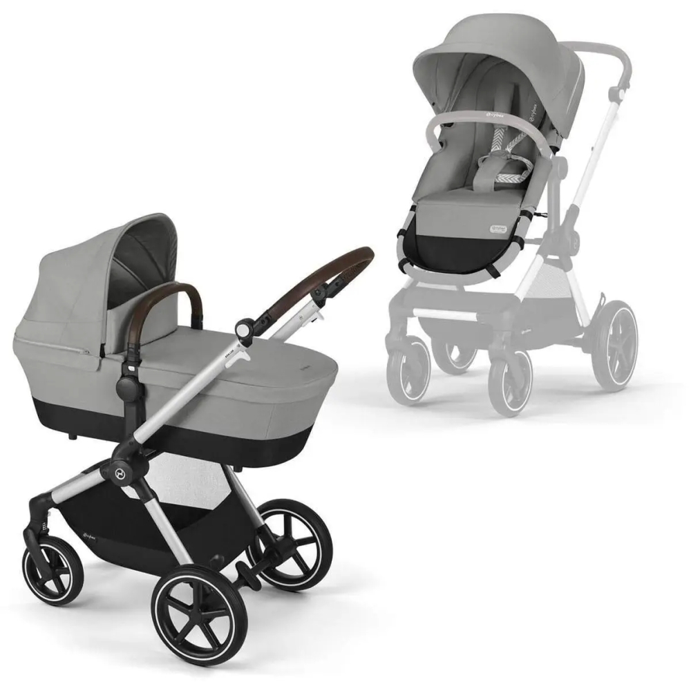 Universalus vežimėlis Cybex Eos Lux 2in1 BLK, Stone Grey-Vaikiški vežimėliai, Universalūs vežimėliai-e-vaikas
