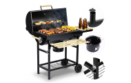 Grill węglowy ogrodowy beczka z kominem półki + termometr + popielnik Berdsen BD-895 czarny