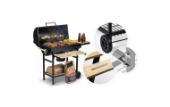 Grill węglowy ogrodowy beczka z kominem półki + termometr + popielnik Berdsen BD-895 czarny