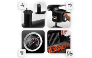 Grill węglowy ogrodowy beczka z kominem półki + termometr + popielnik Berdsen BD-895 czarny