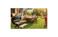 Grill węglowy ogrodowy beczka z kominem półki + termometr + popielnik Berdsen BD-895 czarny