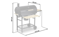 Grill węglowy ogrodowy beczka z kominem półki + termometr + popielnik Berdsen BD-895 czarny