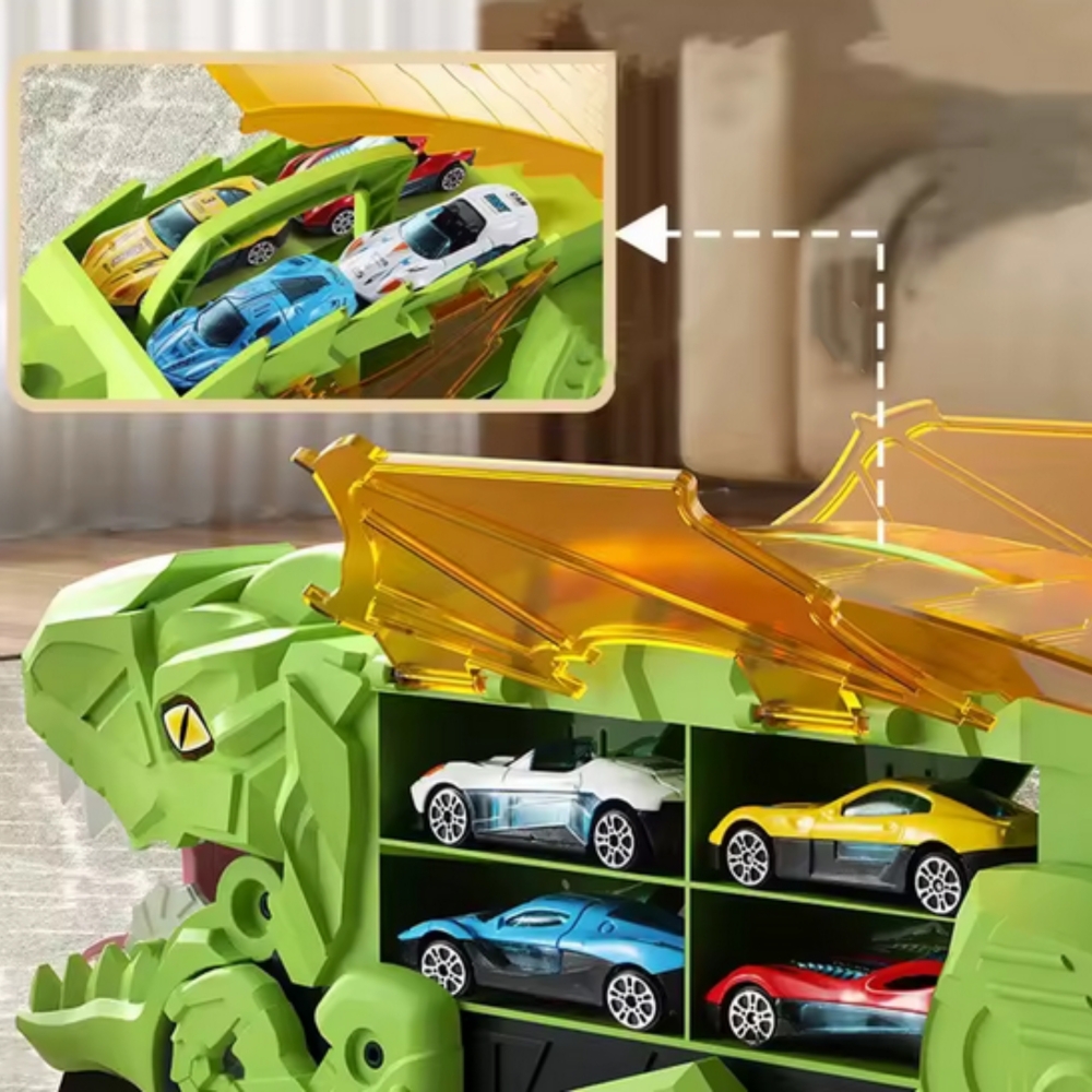 Dinozauro sunkvežimis WOOPIE su transporto priemonėmis, 13 el.-Žaislai, Auto ir transporto žaislai, Garažai, trasos ir kita, Maš