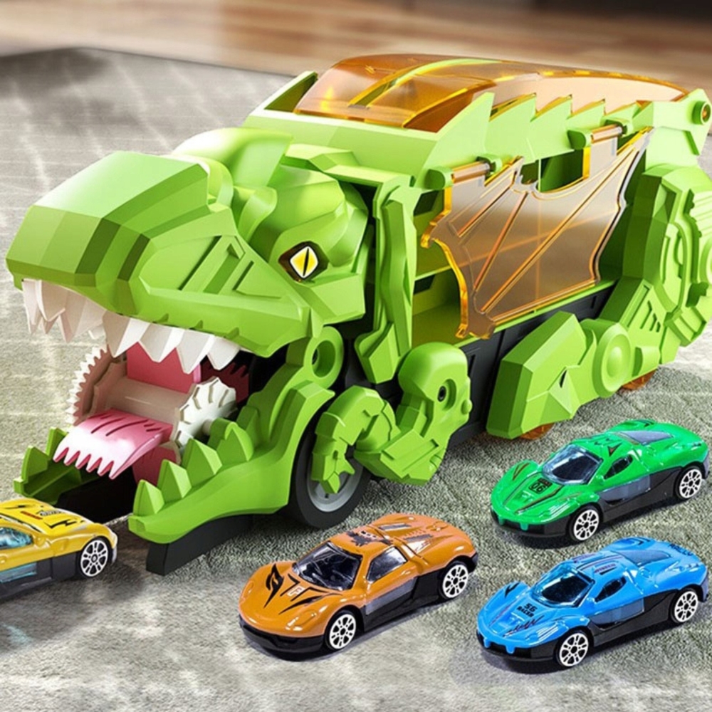 Dinozauro sunkvežimis WOOPIE su transporto priemonėmis, 13 el.-Žaislai, Auto ir transporto žaislai, Garažai, trasos ir kita, Maš
