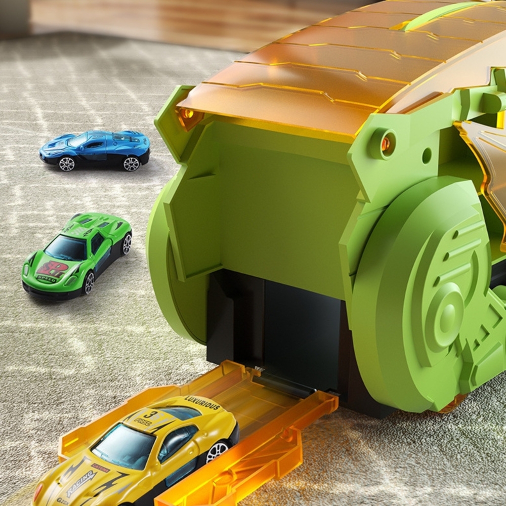 Dinozauro sunkvežimis WOOPIE su transporto priemonėmis, 13 el.-Žaislai, Auto ir transporto žaislai, Garažai, trasos ir kita, Maš
