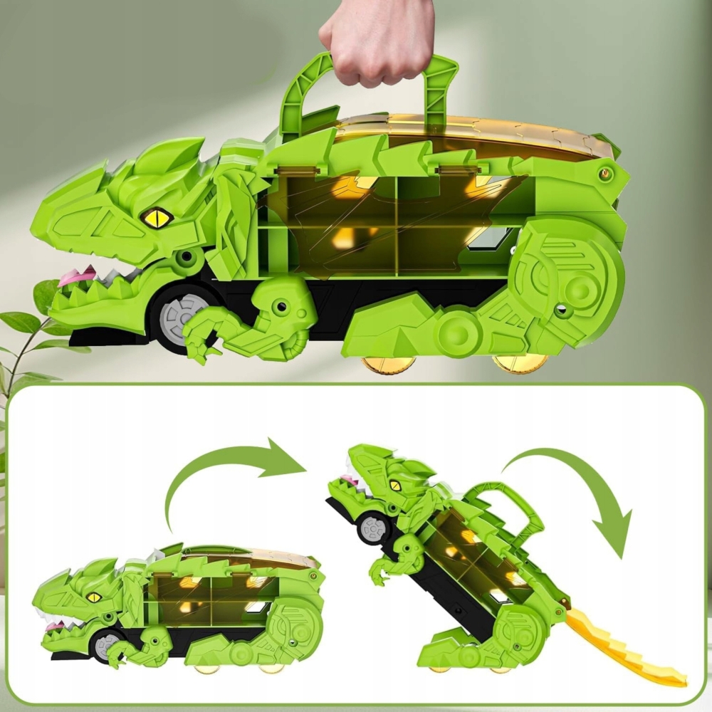 Dinozauro sunkvežimis WOOPIE su transporto priemonėmis, 13 el.-Žaislai, Auto ir transporto žaislai, Garažai, trasos ir kita, Maš