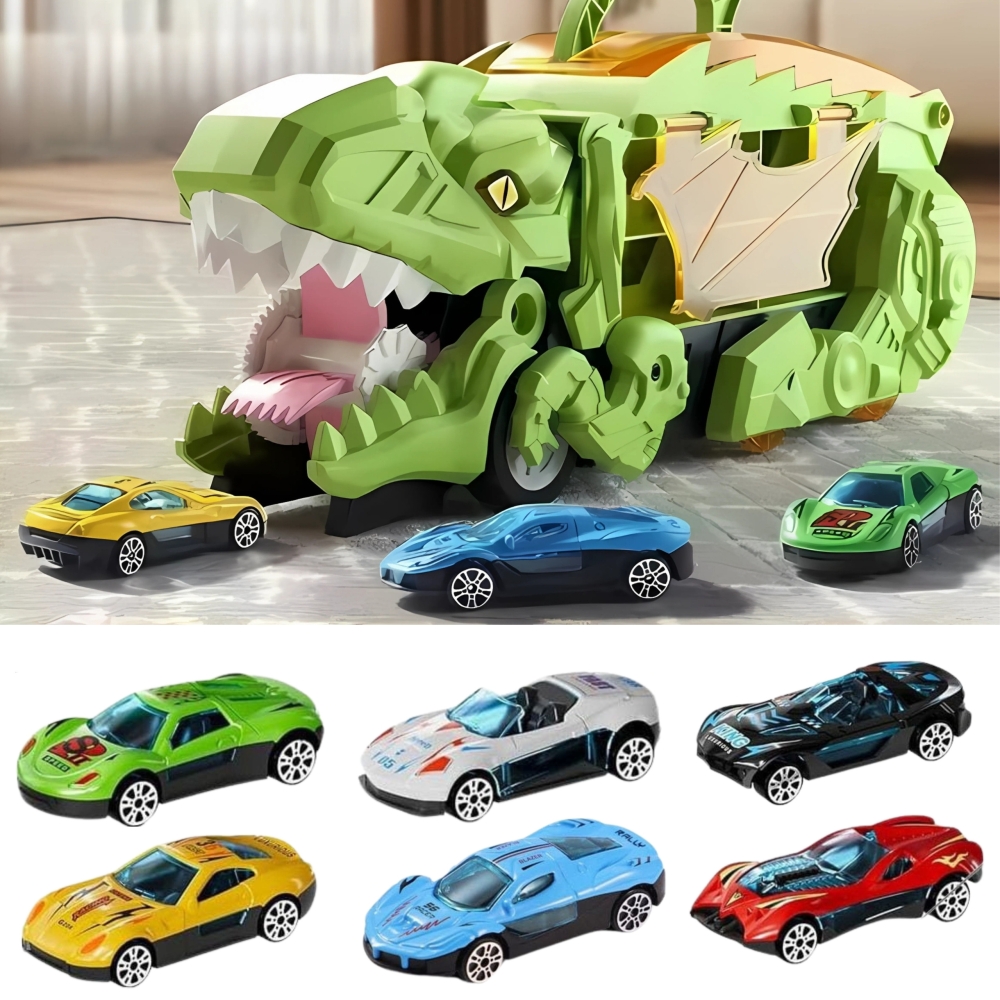 Dinozauro sunkvežimis WOOPIE su transporto priemonėmis, 13 el.-Žaislai, Auto ir transporto žaislai, Garažai, trasos ir kita, Maš