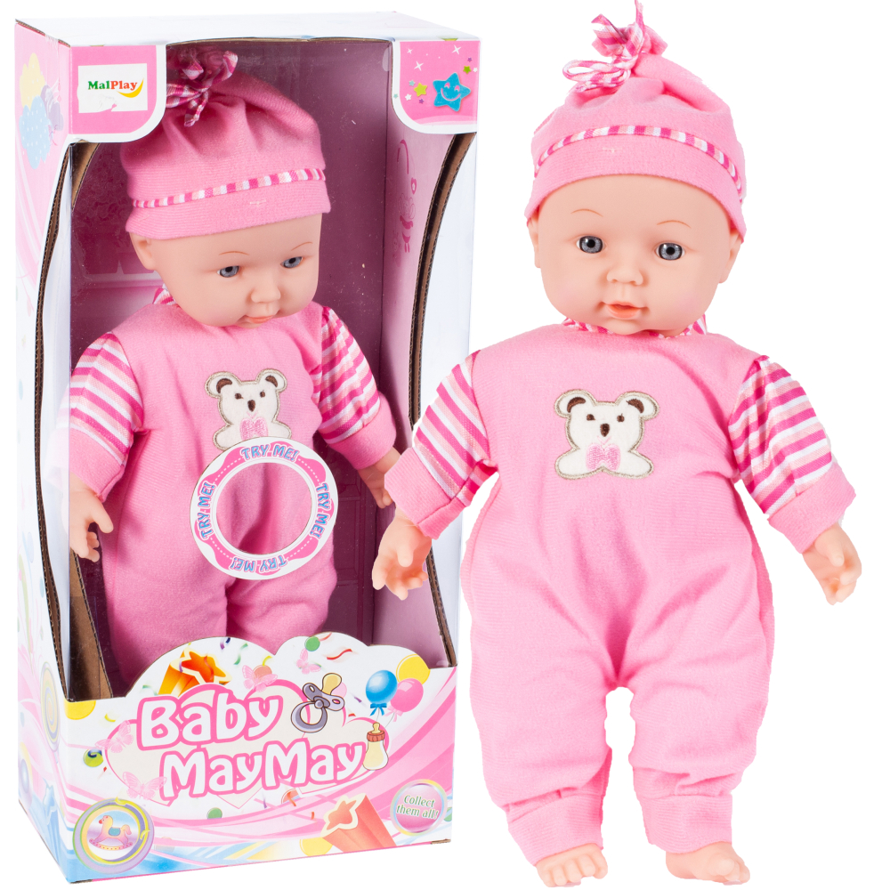 Lalka bobas w śpioszkach z dźwiękiem 34cm
