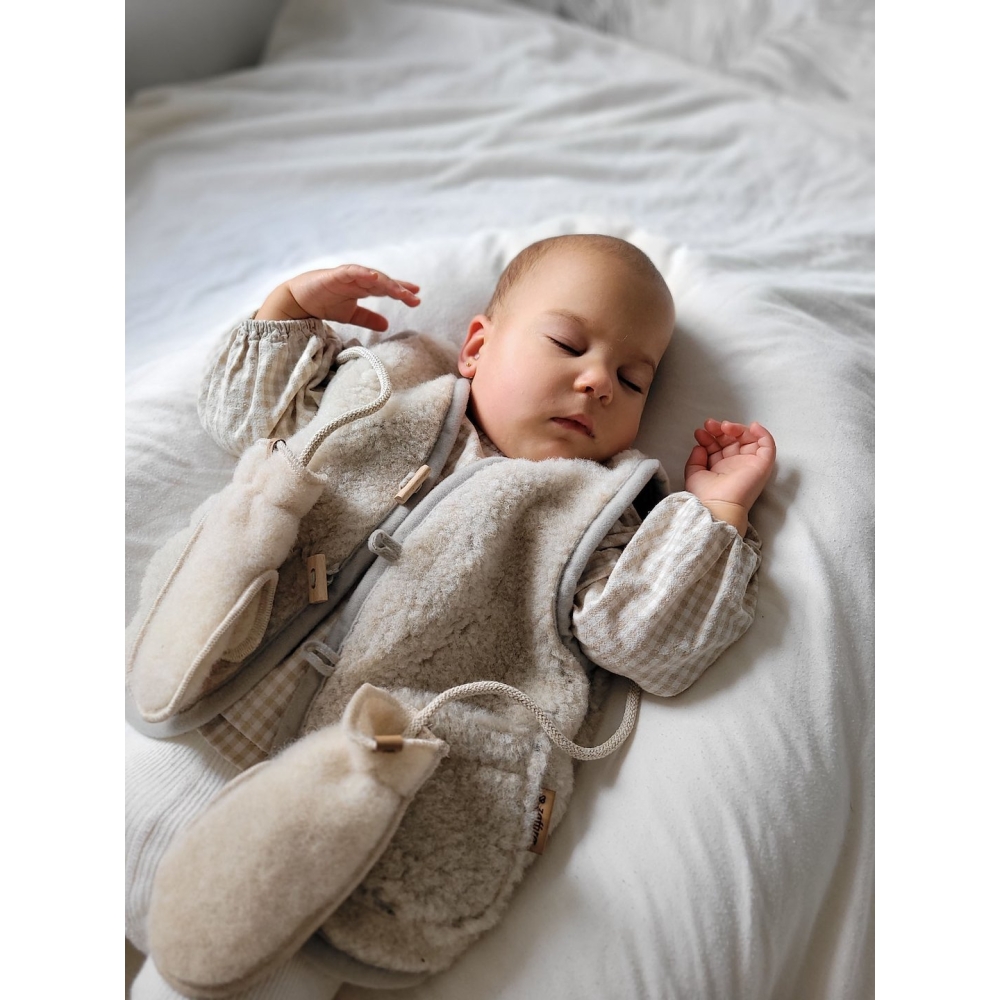 Vilnonė kūdikių liemenė „Nevada“ 74/80, smėlio spalvos-Drabužiai ir aksesuarai, Lauko rūbai-e-vaikas