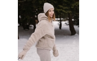 Moteriškas vilnonis paltas „Zoya Nevada L“, smėlio spalvos-Drabužiai ir aksesuarai, Lauko rūbai-e-vaikas