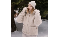 Moteriškas vilnonis paltas „Zoya Nevada“ XL, smėlio spalvos-Drabužiai ir aksesuarai, Lauko rūbai-e-vaikas