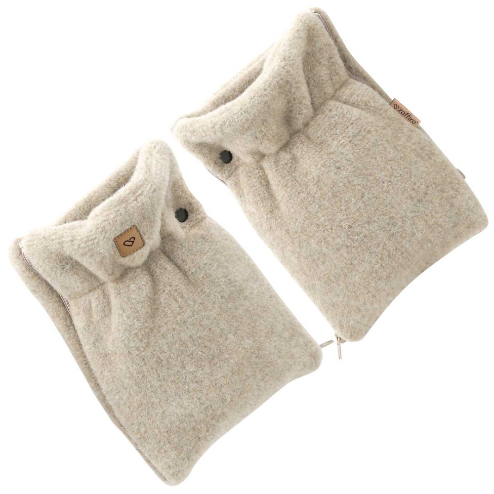 Wool two-parts hand muffs Sierra beige