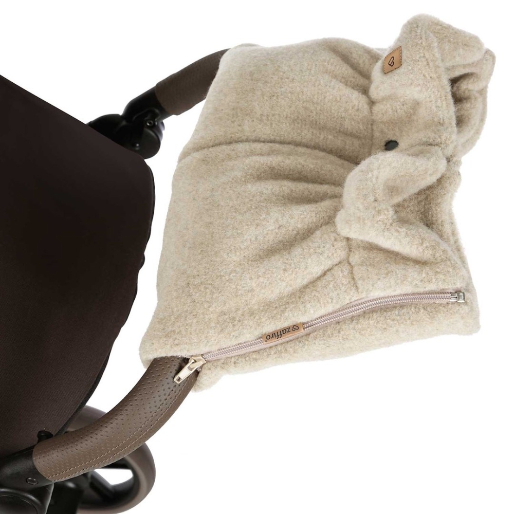 Wool two-parts hand muffs Sierra beige