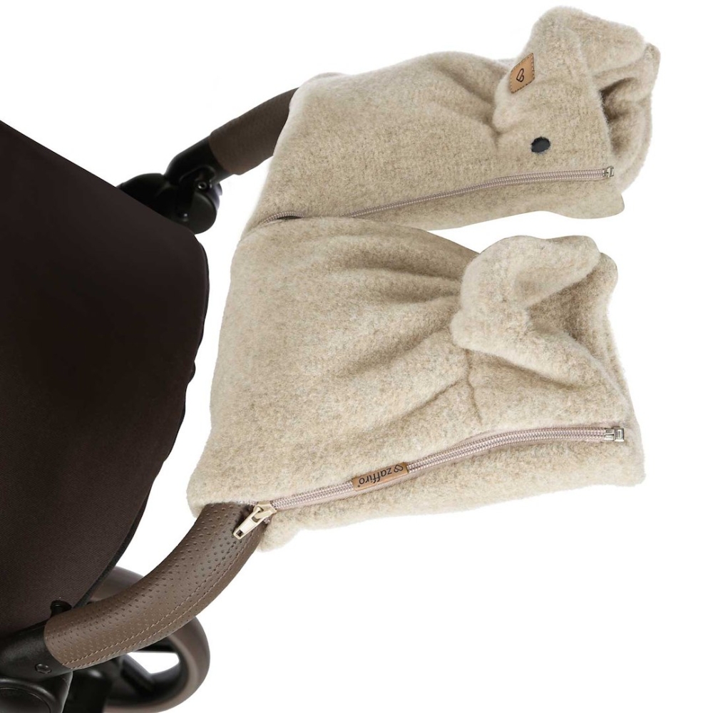 Wool two-parts hand muffs Sierra beige