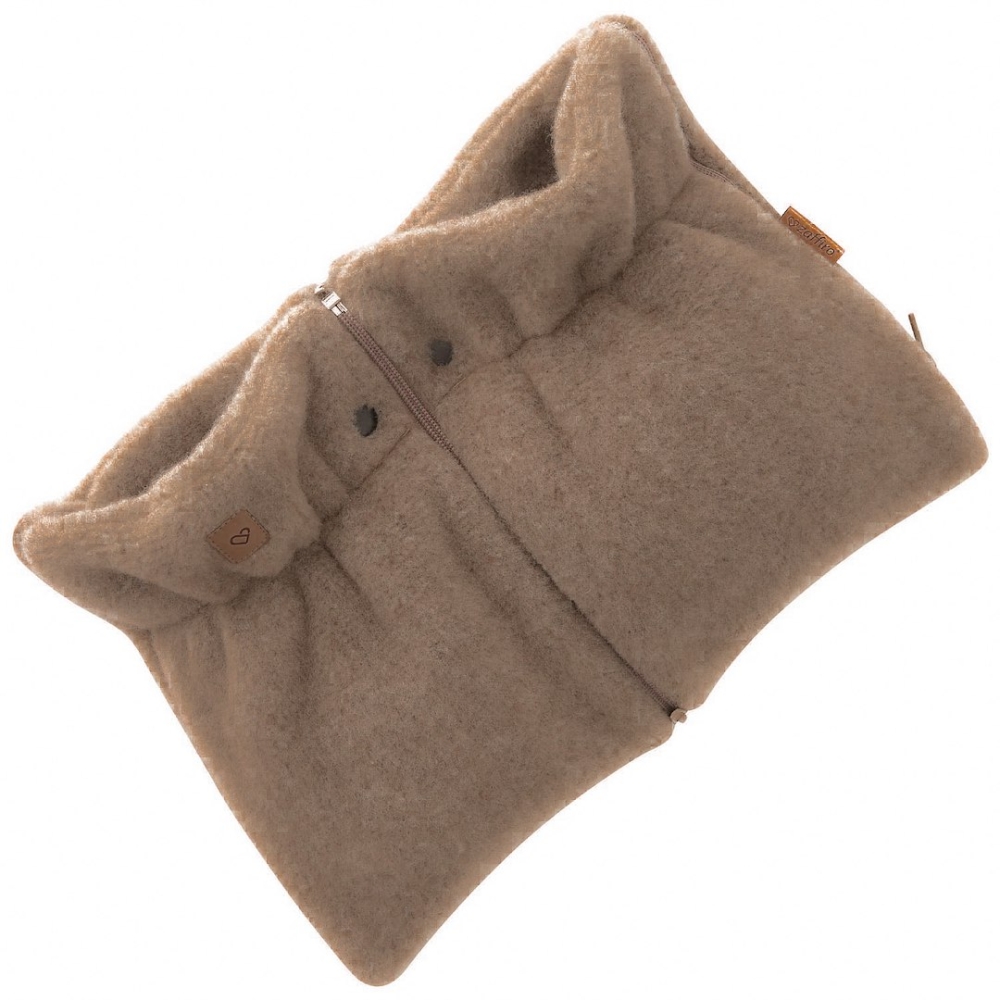 Wool two-parts hand muffs Sierra brown