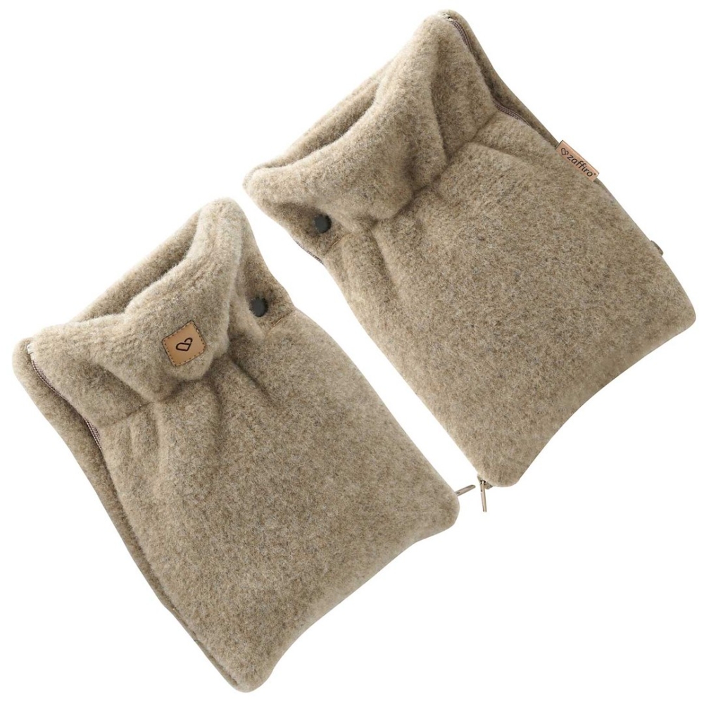 Wool two-parts hand muffs Sierra brown