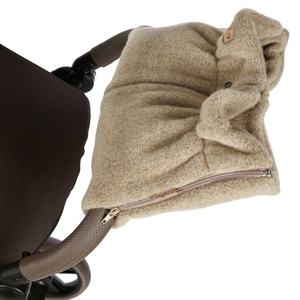 Wool two-parts hand muffs Sierra brown