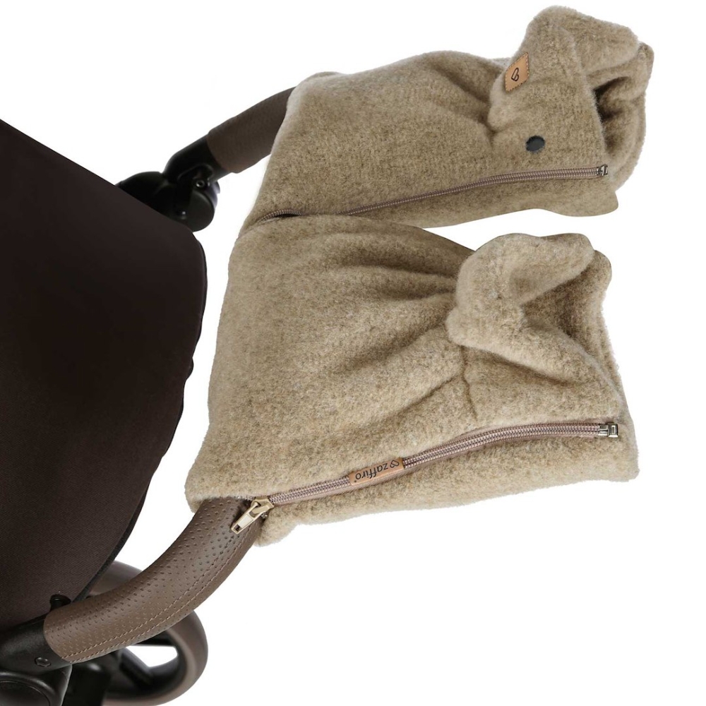 Wool two-parts hand muffs Sierra brown