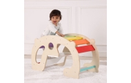 WOOPIE GREEN Wooden Rainbow Rocker and Bridge 2-in-1 Montessori FSC					