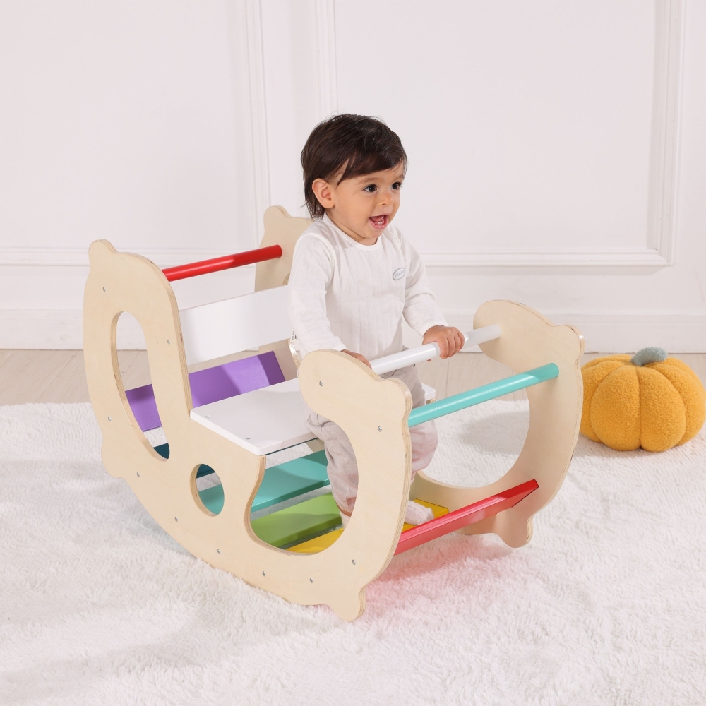 WOOPIE GREEN Wooden Rainbow Rocker and Bridge 2-in-1 Montessori FSC					
