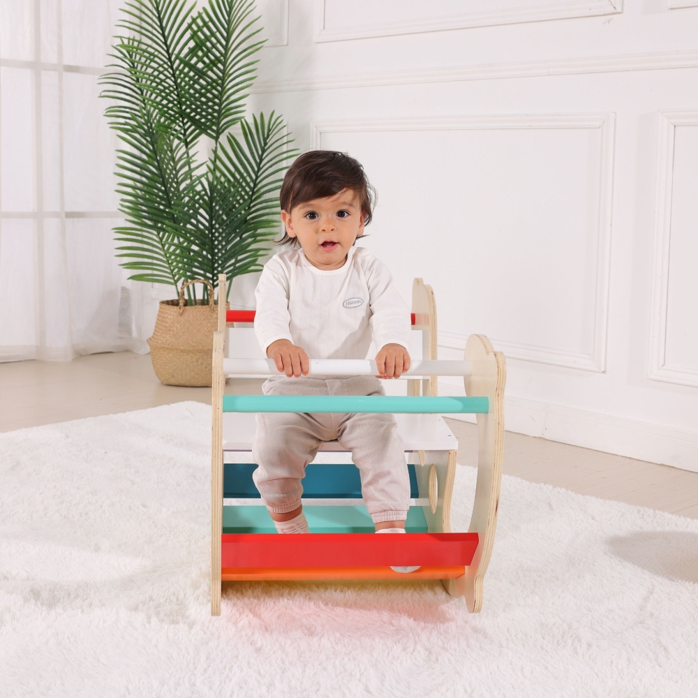 WOOPIE GREEN Wooden Rainbow Rocker and Bridge 2-in-1 Montessori FSC					