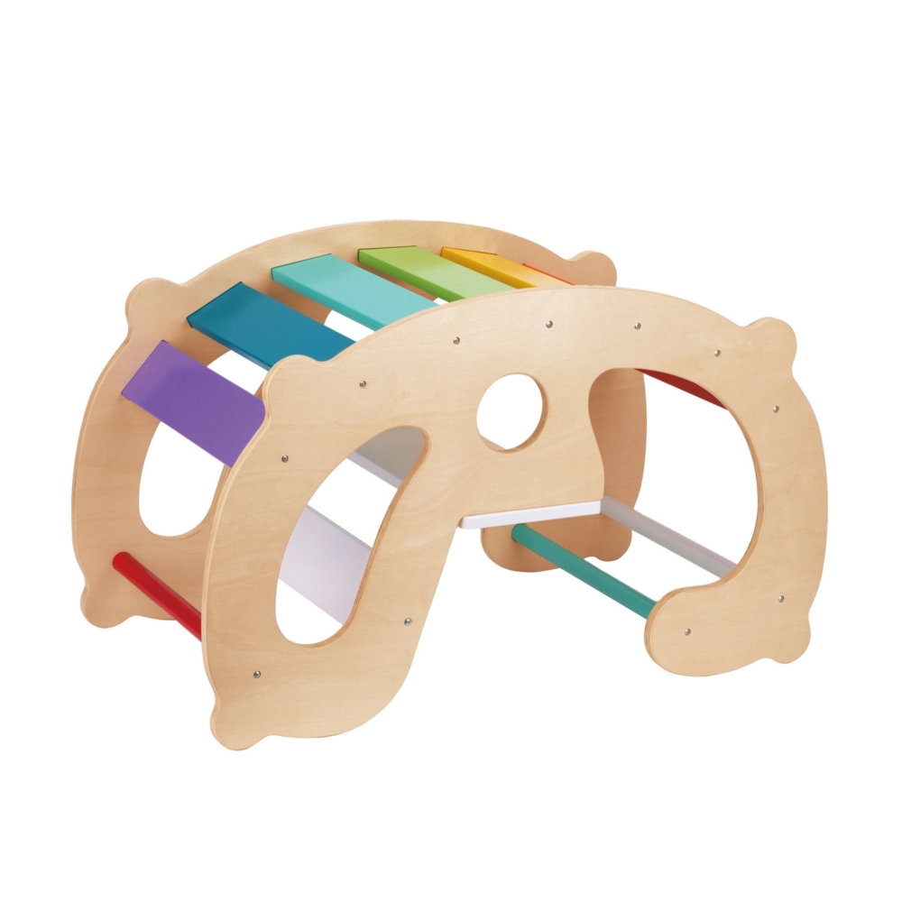 WOOPIE GREEN Wooden Rainbow Rocker and Bridge 2-in-1 Montessori FSC					