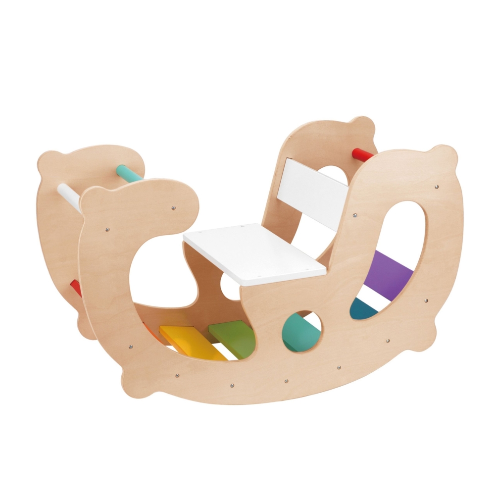 WOOPIE GREEN Wooden Rainbow Rocker and Bridge 2-in-1 Montessori FSC					