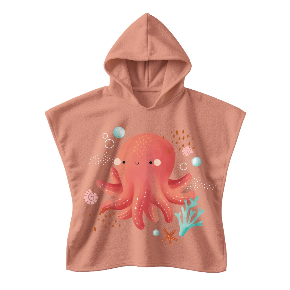 Okrycie kąpielowe z kapturem100% cotton Ośmiornica
