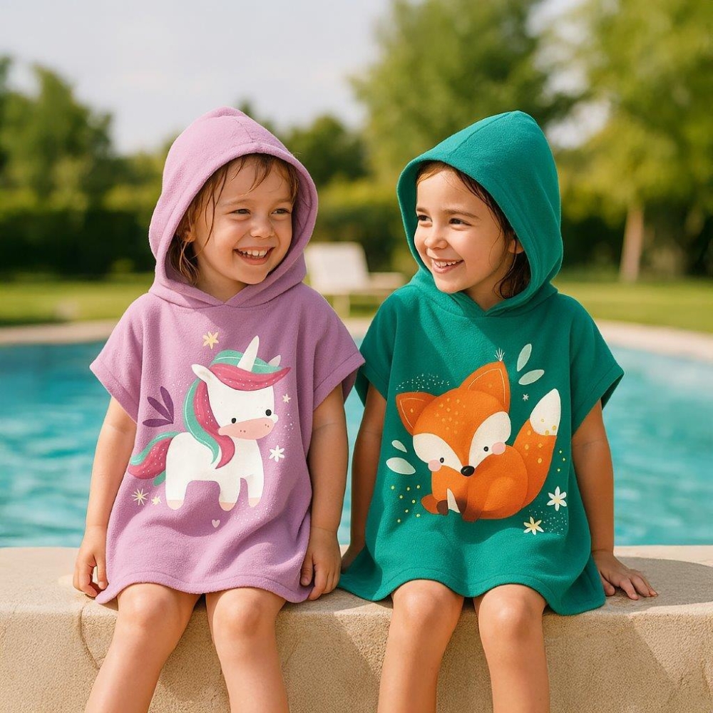 Okrycie kąpielowe z kapturem 100% cotton Lisek