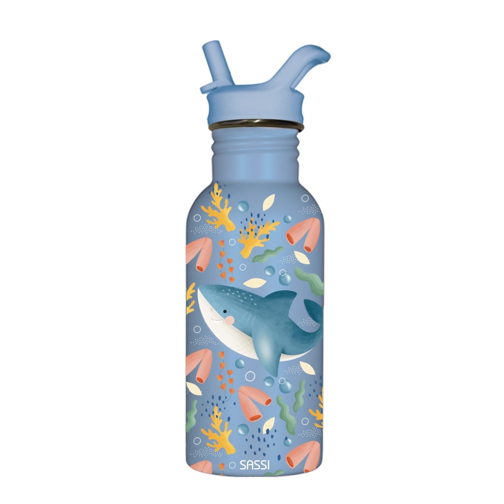 Nerūdijančio plieno vandens gertuvė, 500 ml, SASSI Ryklys-Maitinimui, Indai, įrankiai, gertuvės, Puodeliai, gertuvės-e-vaikas