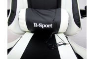 K4 R-Sport žaidimų kėdė, balta ir juoda, su kojų atrama ir masažuokliu-Vaiko kambariui, Staliukai ir kėdės-e-vaikas