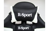K4 R-Sport žaidimų kėdė, balta ir juoda, su kojų atrama ir masažuokliu-Vaiko kambariui, Staliukai ir kėdės-e-vaikas