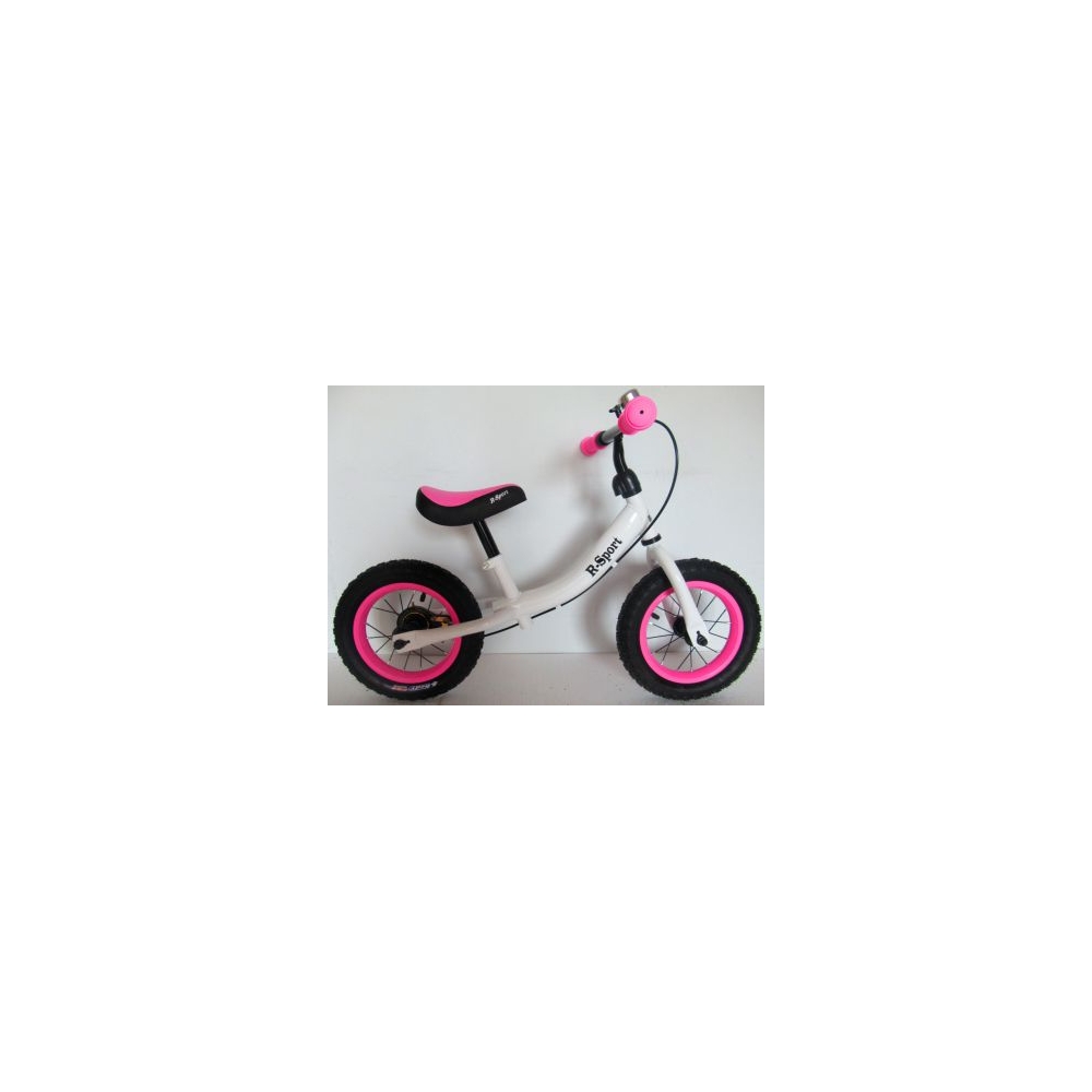 Rowerek biegowy R3 różowo-biały R-Sport 12'' hamulec, dzwonek